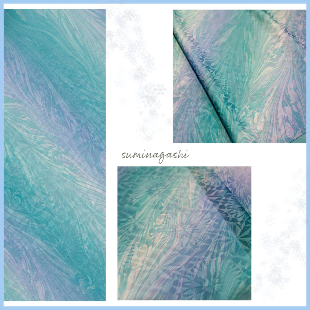 アナと雪の女王のような墨流しの着物